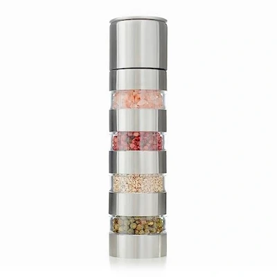Imagen de InnovaGoods® molinillo de especias 4en1, saleros cocina con estilo exclusivo y elegante, pimienta rueda moledora cerámica, grosor del molido regulable, fácil montar desmontar