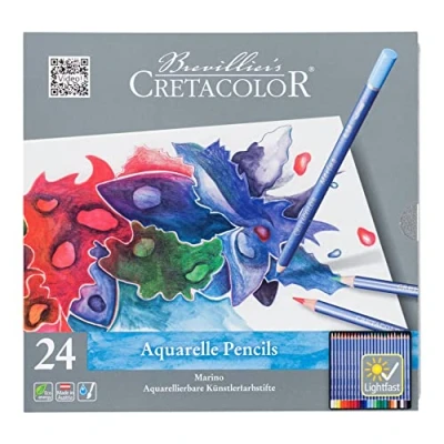 Imagen de CRETACOLOR Marino, lápices de acuarela para artistas, 24 colores surtidos, diseño redondo, pintar y dibujar, material dibujo