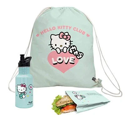 Imagen de NERTHUS FIH 964 Set Hello Kitty Bolsa de Sandwich + Mochila Botella Ultraligera Aluminio 500 ml