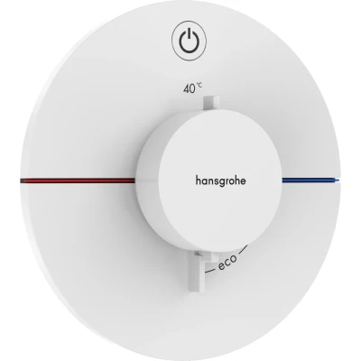 Imagen de hansgrohe ShowerSelect Comfort S, termostato empotrado , grifo con botón de seguridad (SafetyStop) a 40 C, redondo para ducha y bañera, mezclador 1 función, blanco mate