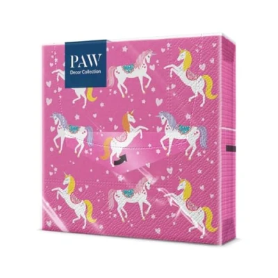 Imagen de PAW Servilletas Papel 3 Capas (33 x 33 cm) I 20 Unidades Perfecto para Fiestas, Cumpleaños y Celebraciones de con Diseño Unicornio Patrón