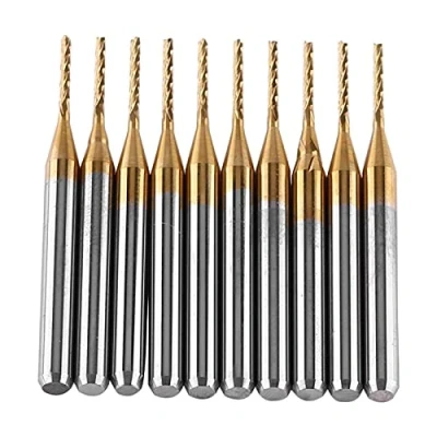 Imagen de Akozon 10pcs Cortador de Fresado Fresa Corte Molino Extremo del Carburo Tungsteno Capa Titanium 3.175mm x 1mm