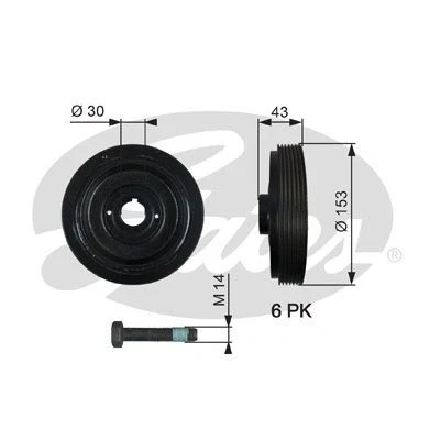 Imagen de GATES TVD1005A Polea de Cigüeñal 153 con accesorios FleetRunner Micro V Stretch Fit CITROËN: Xsara Hatchback, Berlingo / First I