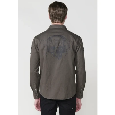 Imagen de Camisa de Hombre Verde Oliva 100% Algodón con Bolsillos