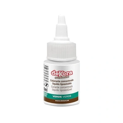 Imagen de dekora Colorante Alimentario Líquido Liposoluble Super Color Agrega a tus Recetas Fácilmente Azo Free, Sin Gluten y Azúcar Añadido Verde 30 ml