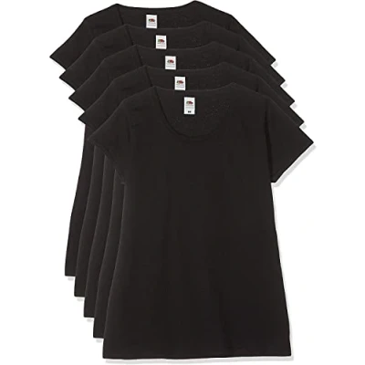 Imagen de Fruit of the Loom Lady fit Valueweight tee, 5 Pack Camiseta, Negro (Black 36), 36 (Talla del Fabricante: Medium) (Pack de 5) para Mujer