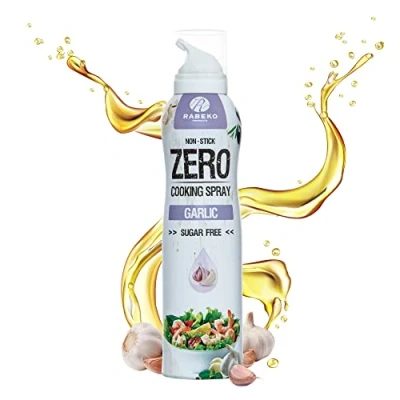 Imagen de Rabeko Zero Spray para cocinar bajo en calorías AJO 800 raciones, 2 kcal por pulverización freír, asar y hornear sin aditivos, azúcar 1 x 200ml