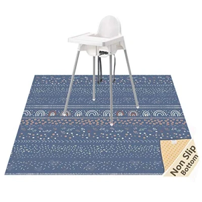 Imagen de WOMUMON Alfombrilla para debajo de la silla alta, artes, manualidades, impermeable, lavable, antideslizante, protector suelo, tapete salpicaduras, desordenado y mantel (arco iris, 130