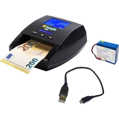Imagen de beeplo b330 Detector de Billetes Falsos con 100% Fiabilidad BCE y BE Verificación Automática Simultánea 5 Divisas EUR, GBP, CHF, NOK, SEK (Con Batería + Cable Actualización)
