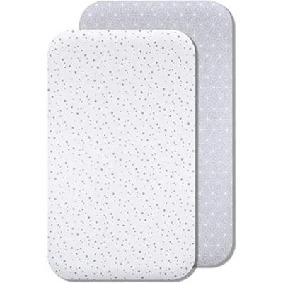Imagen de Sábanas Minicuna 100% Algodón Compatible con Next to Me Kinderkraft Marca Francesa Fabricado en Europa (80 x 160 cm, Constelación Gris)