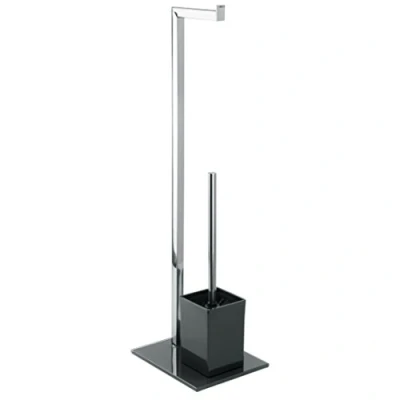 Imagen de MSV MS075 Juego de pie para el WC, con soporte acero inoxidable, color negro