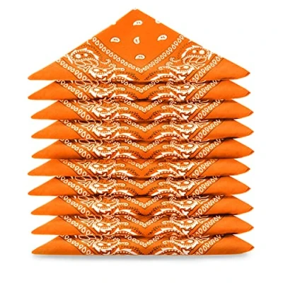 Imagen de Karl Loven EL BANDANA Lote de bandanas 100% Algodon primera calidad Paisley Panuelo Cabeza Cuello Bufanda Juego 20 Naranja