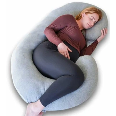 Imagen de Ella cojín de Embarazo en Forma C, Almohada para Dormir Lado, Lactancia y cómodo Adultos con Funda algodón, Cuerpo Completo Apoyo Mujeres Embarazadas 150x70 cm