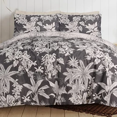 Imagen de Sleepdown Tropical Monkey Juego de Funda edredón Reversible Natural con Fundas Almohada, Ropa Cama Suave fácil Cuidado, tamaño King (230 cm x 220 cm)