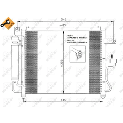 Imagen de NRF EASY FIT 35428 Condensador con secador, junta anular 12,9 8,2 Aluminio 445 HYUNDAI: ACCENT 2