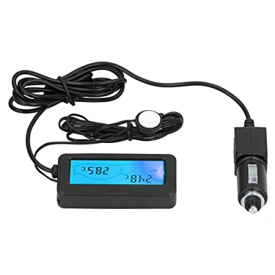 Imagen de Termómetro LED Digital DC12V Mini de Coche Medidor Temperatura Electrónico Suministros para Interiores y Exteriores Instrumento Medición(Azul)