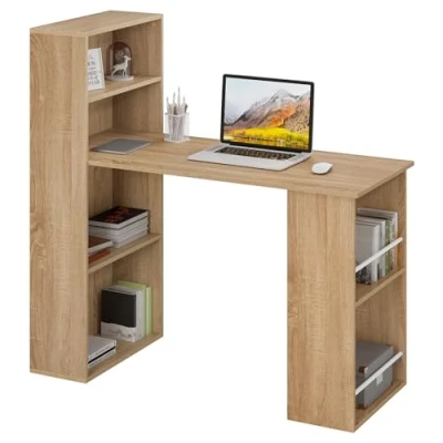 Imagen de eSituro Escritorio Ordenador, Mesa de Despacho Reversible,120x55 cm, con Gran Almacenamiento, Esquina para Estudio y Biblioteca, Blanco, Modelo Duplo，SCD0227