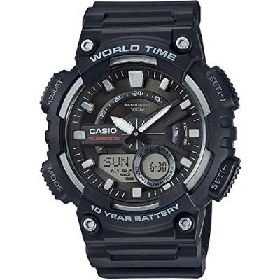 Imagen de Casio Reloj Cuarzo Hombre 47.00mm con dial Análogico Digital Negro y Correa de Rubber Strap AEQ 110W 1AVEF