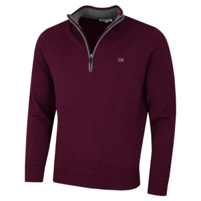 Imagen de Calvin Klein Hombre Chunky Knit 1/2 Zip Suéter de Golf Arándano M
