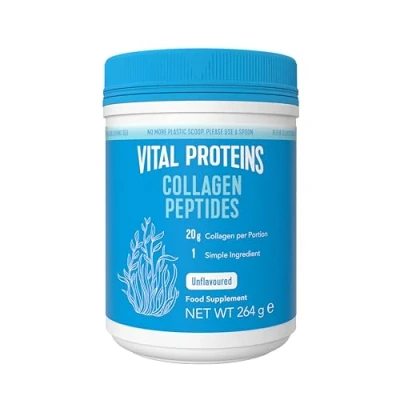 Imagen de Vital Proteins Péptidos de Colágeno, complemento alimenticio en polvo, colágeno hidrolizado (Tipo I, III), sin sabor, para la piel, cabello, uñas, gluten, 20 g por dosis, 264g