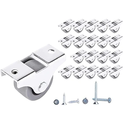 Imagen de SKIR&#039;CO Paquete de 20 ruedas pequeñas 25 mm para muebles, goma, no giratorias, fijas, dirección unidireccional, tornillos incluidos (20)