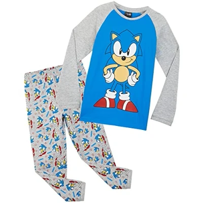 Imagen de SONIC THE HEDGEHOG Pijama Niño, Pijamas De Algodon Manga Larga, Gaming Merchandise para Niños Y Adolescente 4 A 14 Años (Azul/Gris, 5 años)