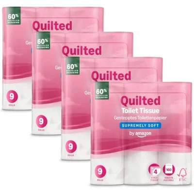 Imagen de by Amazon Papel Higiénico, 4 Capas Acolchada, Ultra Suave, 36 Rollos (3 Paquetes de 12), 160 Hojas por Rollo, Certificado FSC
