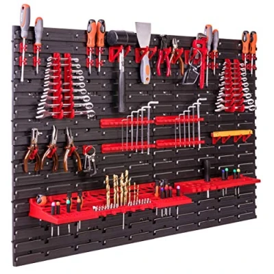 Imagen de estantería de Pared con Sistema Almacenamiento, 115 x 78 cm, Soportes para Herramientas,