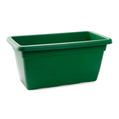 Imagen de AC Jardinera de plástico sin Plato 100 cm Agujeros Drenaje Modelo PLFT Forma Rectangular Ideal para Decorar tu casa y jardín Fabricada en España Color Verde
