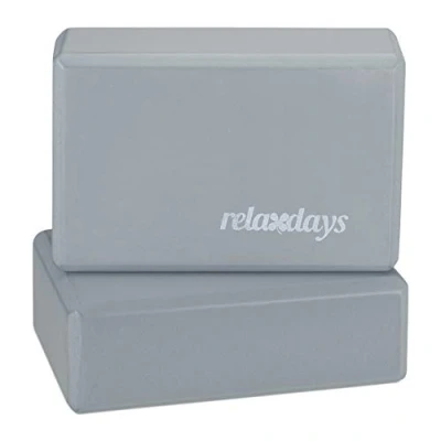 Imagen de Relaxdays Pack de 2 Bloques Yoga, Gomaespuma, Accesorios para Hacer Ejercicio, Antideslizantes, 8 x 23 15 cm, Gris, Unisex Adulto, Unidades