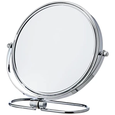 Imagen de HIMRY Espejo Plegable, de Doble Cara, cosmético, Aprox. 20 cm, Aumento 7X, Giratorio 360. Mesa, 2 Espejos: Normal y Cromado, KXD3125 7x.