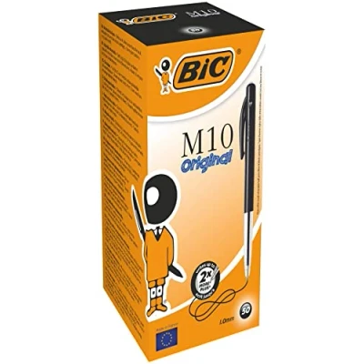 Imagen de BiC Bolígrafos retráctiles M10 (1 mm, 50 unidades), color negro