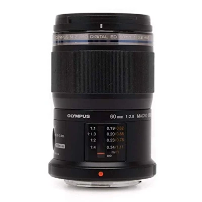 Imagen de Objetivo Olympus M.Zuiko Digital ED 60 mm F2.8, zoom estándar, adecuado para todas las cámaras MFT (modelos OM D &amp; PEN, serie G de Panasonic), negro