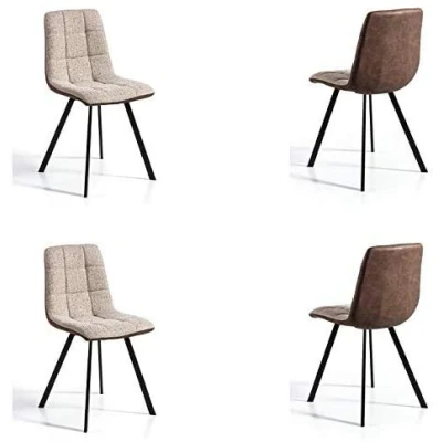 Imagen de MOMMA HOME Set 4 Sillas Modelo Wayne Color Beige/Marron Material Ecopiel/Tela Medidas 46 x 54 89 cm