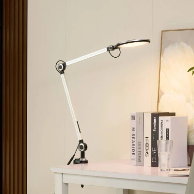 Imagen de Lindby lámpara de pinza LED Nyxaris, plata, metal, CCT, 52 cm