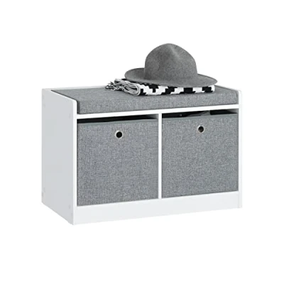 Imagen de SoBuy FSR65 K DG Banco Zapatero de Entreda con 2 cajones, Gris, ES (L68 x P32 H45 cm)