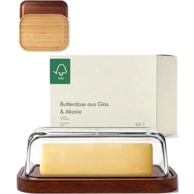 Imagen de KIVY mantequera de cristal con tapa hermética para mantequilla delicada, sin BPA, mantequeras el plato tapa, caja mantequilla,
