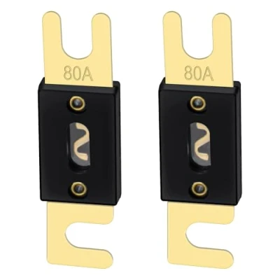 Imagen de Heschen ANL Fuse, 80, 80 Amp, para sistema de audio vehículos coche, color dorado y negro, paquete 2