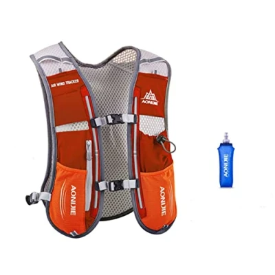 Imagen de AONIJIE 5L multifunción Mochilas de hidratación, Ideal para Deportes al Aire Libre, acampadas, Ciclismo, Carreras, Alpinismo o Senderismo, Incluye 1 * 500 ML Botella Agua (Naranja)