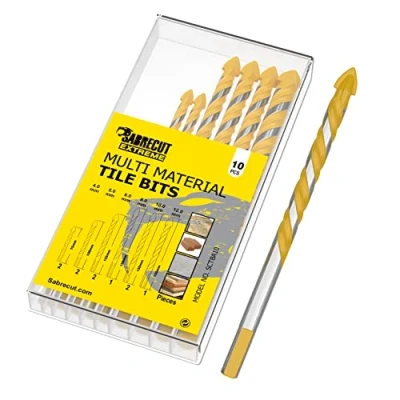Imagen de SabreCut SCTBA10 Juego de brocas multimateriales para baldosas cerámica y granito porcelana con caja almacenamiento duradera