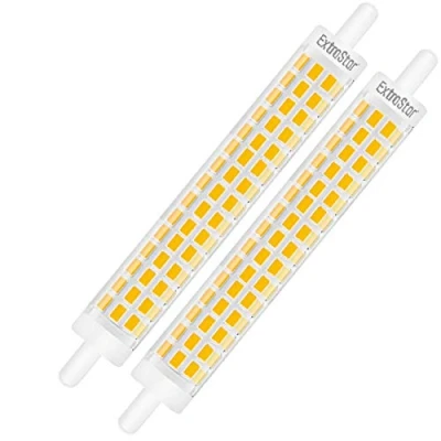 Imagen de EXTRASTAR Bombilla LED de 8 W R7S 118 mm, fina, doble efecto lineal, J118, no regulable, blanco cálido, 3000 K, equivalente a 64 W, 800 lm, paquete 2