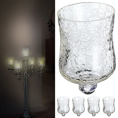 Imagen de Juego de 5 accesorios cristal para candelabro, 7 x 10 cm, diseño crackle, portavelas (5 piezas cristal)
