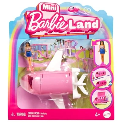 Imagen de Barbie mini Barbieland Avión que cambia de color con el agua para figuras muñeca pequeña morena, juguete +4 años (HYF40)