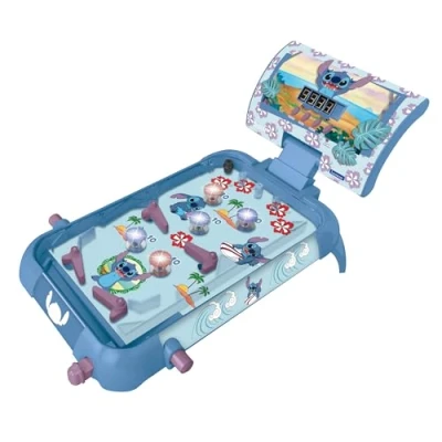 Imagen de Lexibook, Disney Stitch, Pinball electrónico de Mesa, Juego acción y Reflejos para niños Familia, Pantalla LCD, Efectos luz Sonido, Azul, JG610D