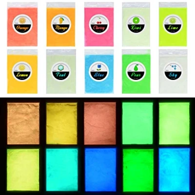 Imagen de Pigmento de Resina Epoxi Fluorescente Polvo Luminoso para Slime, Uñas Glow In The Dark Nail, Pintura, Acrílico 10 Colores