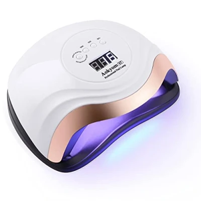 Imagen de Aokyom 168W Lámpara Secadora de LED/UV,Gel Curado Máquina 36LED y Pantalla LED,Lampara Uñas con 4 Temporizador 10s,30s,60s 99s para Manicura Pedicure el Salón (Oro blanco)