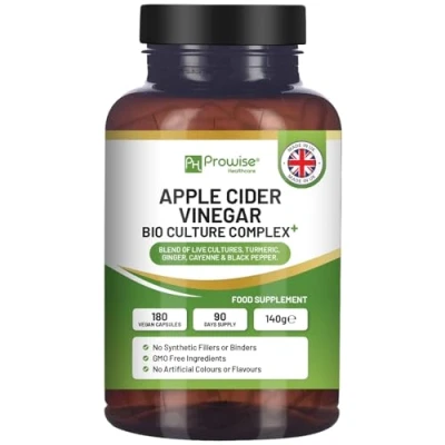 Imagen de Vinagre de sidra manzana con complejo cultivos biológicos 1300 mg 180 cápsulas que hice en el Reino Unido por Prowise Healthcare