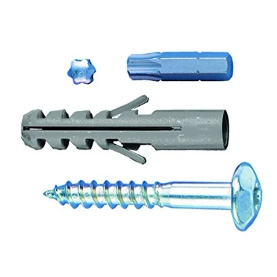 Imagen de Alberts 554385 Juego de tornillos, Accesorios para rejas ventanas la fijación, tornillos galvanizados, 4 piezas y tacos, 50 x 7 mm