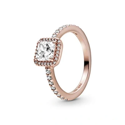 Imagen de Pandora Timeless Anillo elegante chapado en oro rosa de 14 quilates con circonitas cúbicas transparentes, talla 50