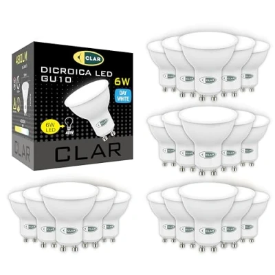 Imagen de CLAR GU10 4000K, LED, Bombilla LED GU10, Ojos de Buey Bombillas 6W, Ojo (Pack 20)
